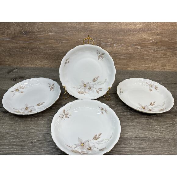 Crown Heiden Bavaria Porcelain Salad Plates 7.5” Scalloped Edge & Gold Rim-4 Pc - Picture 2 of 10